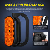 Nocthunt 6Inch Oval Trailer Tail Light with flush Mount Grommets Plugs w/Mounting Brackets 2PCS Amber Waterproof Turn Signals Trailer Lights for RV Truck